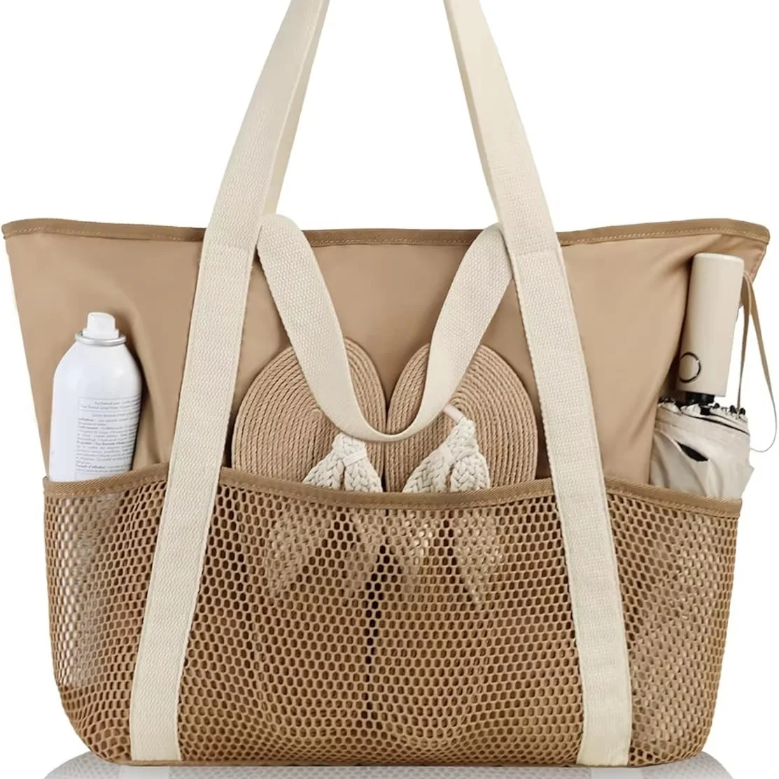 Beach Bag Large Waterproof Foldable Tote For Women With Zipper