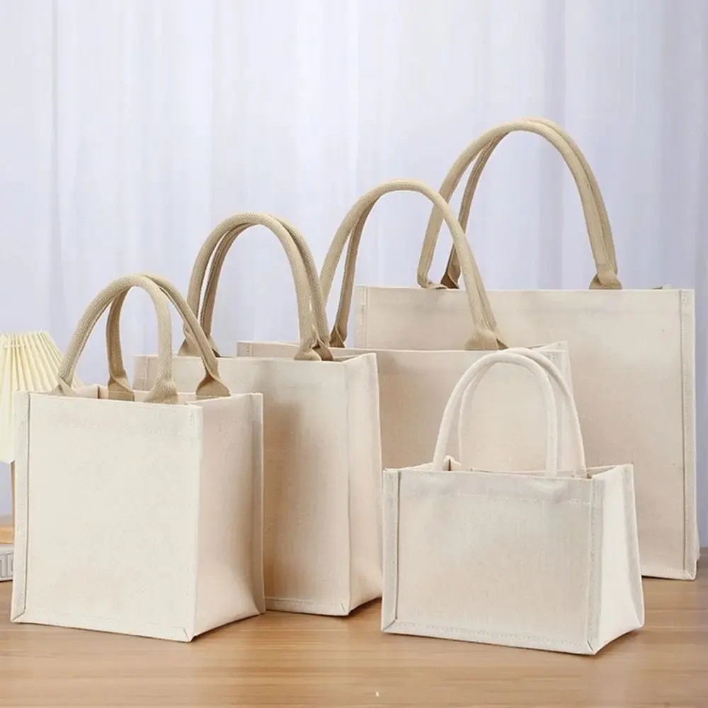 Beige Canvas Long Eco Friendly Reusable Large Capacity DIY