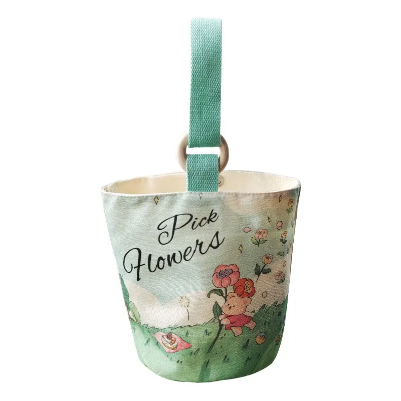 Blue Color Fashion Waterproof Natural Bucket Shopping Beach Gift Canvas