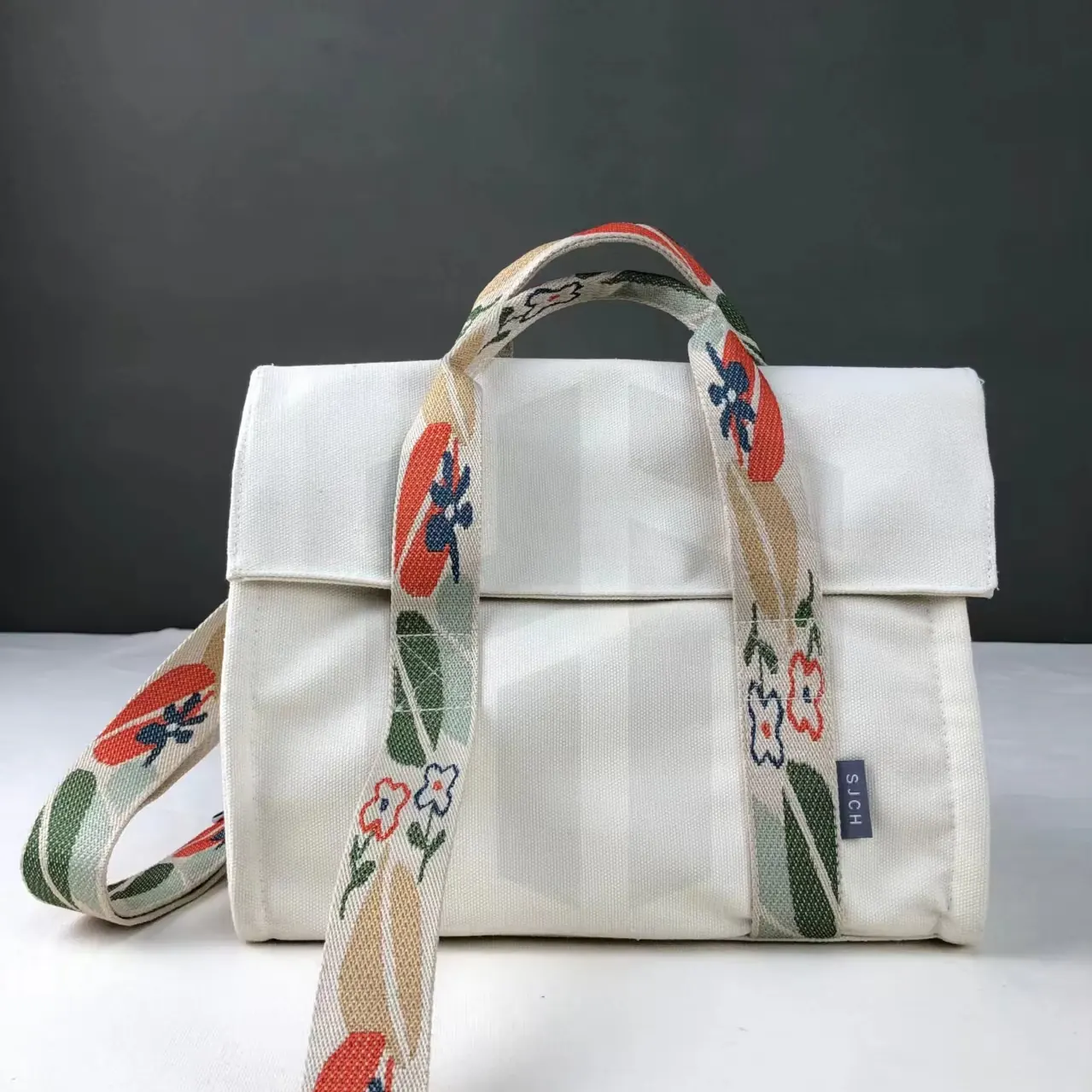 Canvas Bag Simple Casual Fashionable Versatile Wide Shoulder Strap Handbag