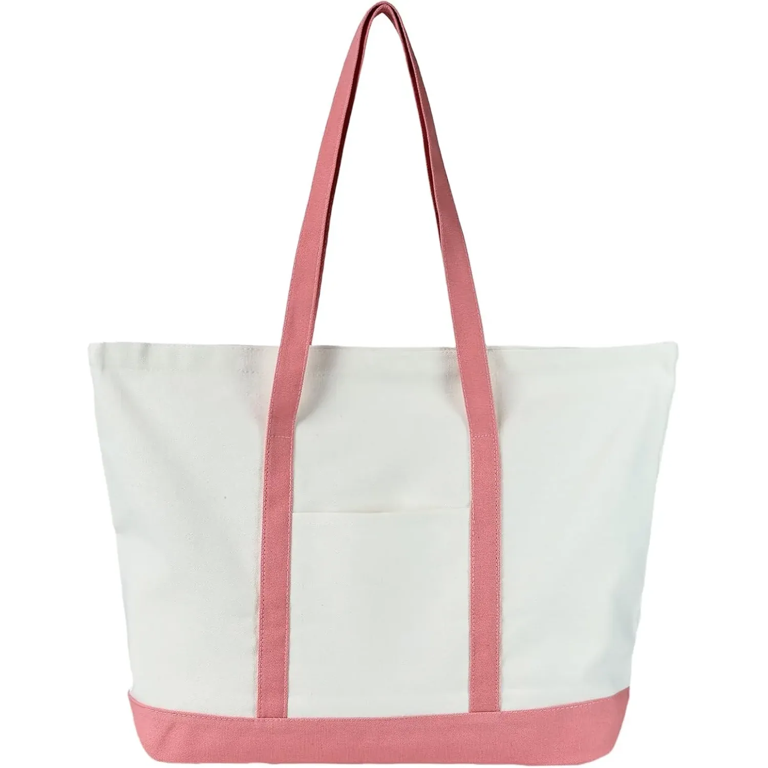 Canvas Tote Bag With External Pocket Reusable Grocery Shopping Bags