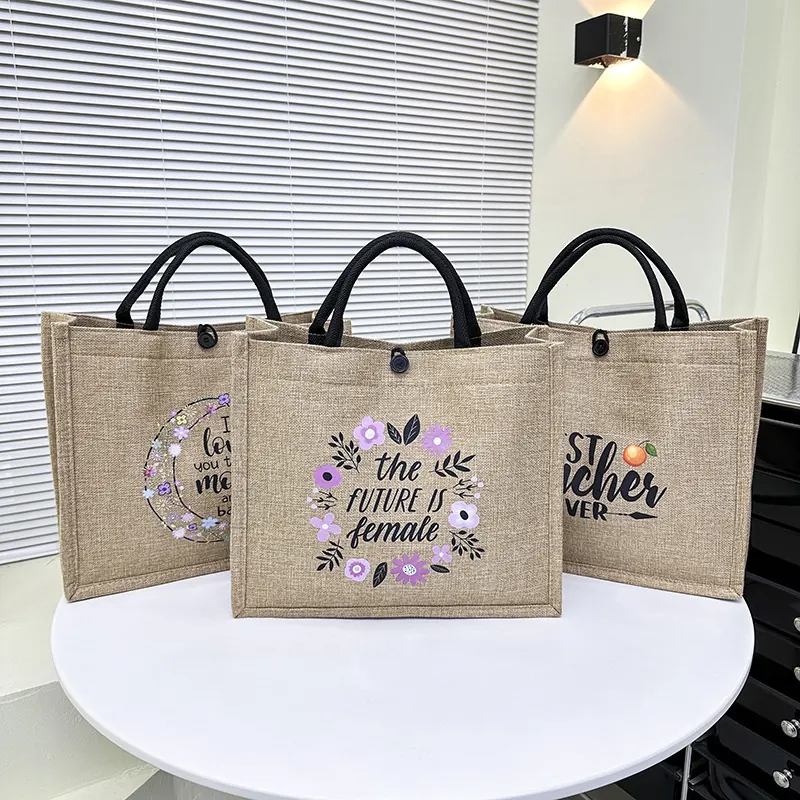 Capacity Tote Bag With Hand Drawn Patterns And Letters Made