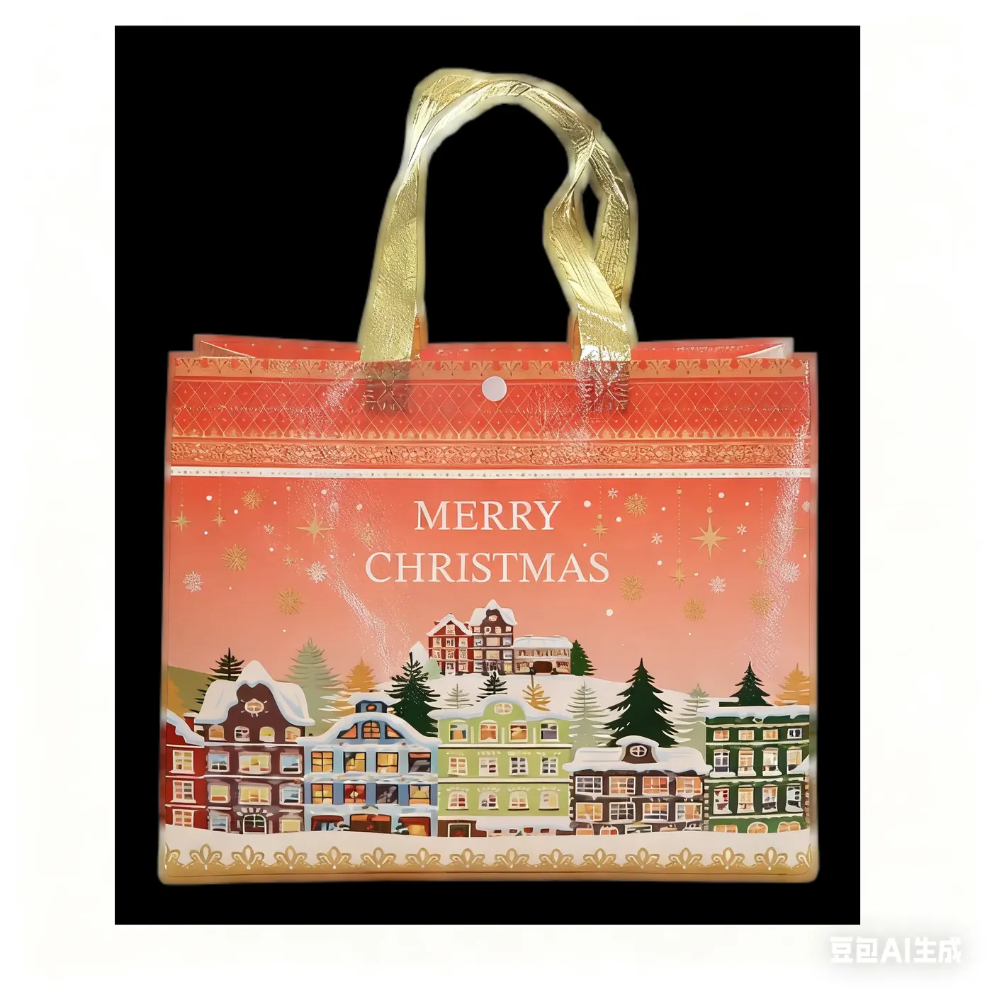 Christmas Non Woven Bag With Handles Reusable Custom Printed Shopping