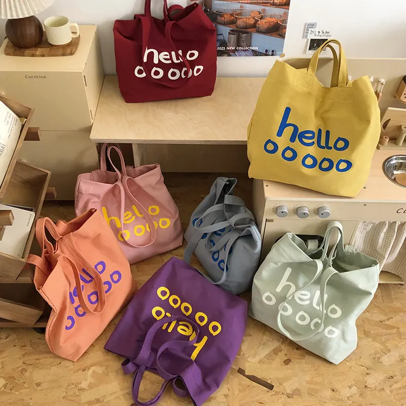 Color Matched Canvas Bag Korean Version With Large Capacity Tote