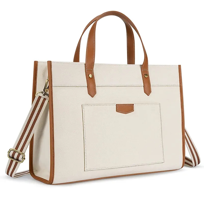 Custom Business Travel Canvas Laptop Bag Shoulder Tote Briefcase Crossbody