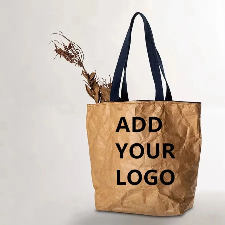 Custom Logo Dupont Paper Tote Bag Single Shoulder Handbag Elegant