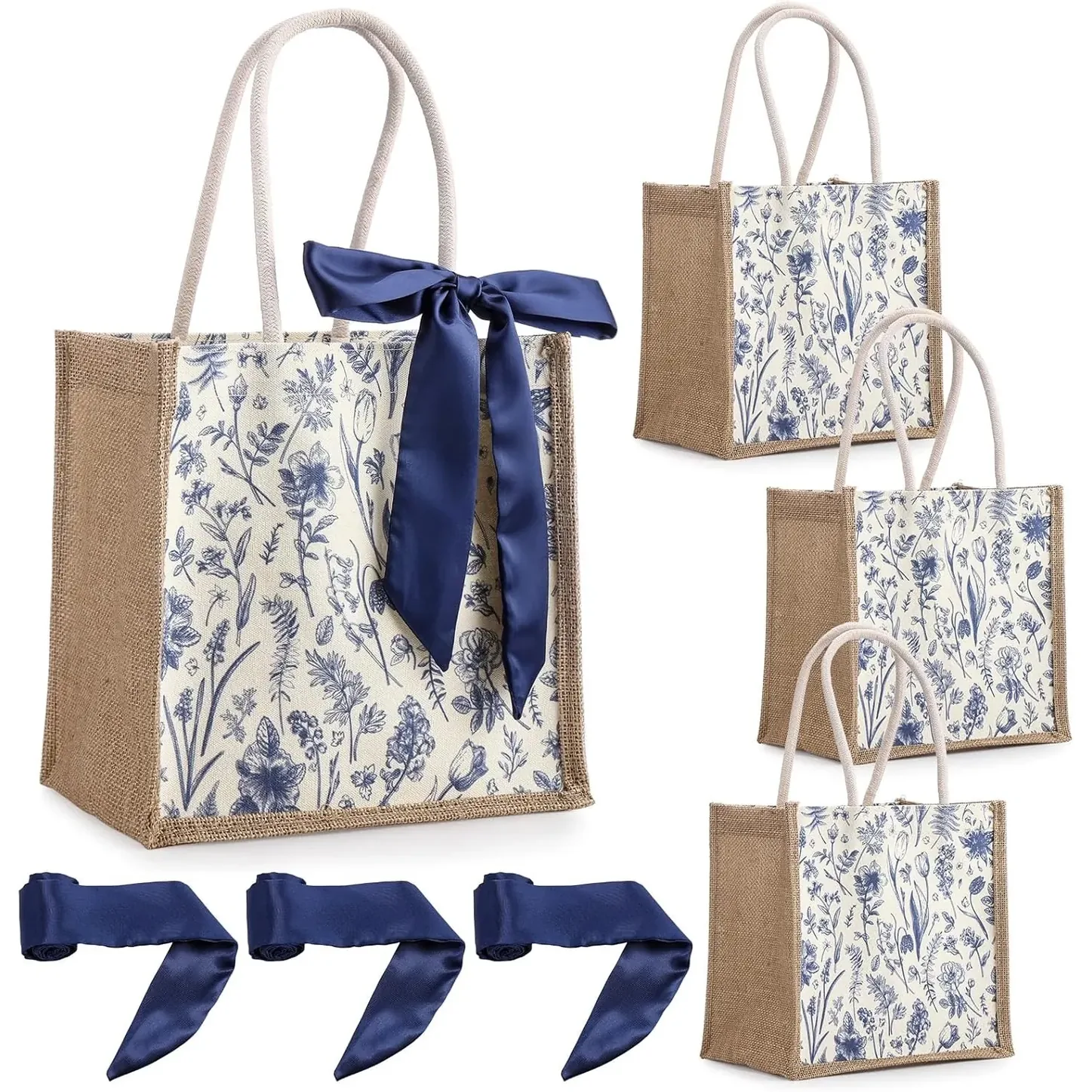 Customizable Promotional Jute Tote Bags With Handles Reusable Gift Handbags