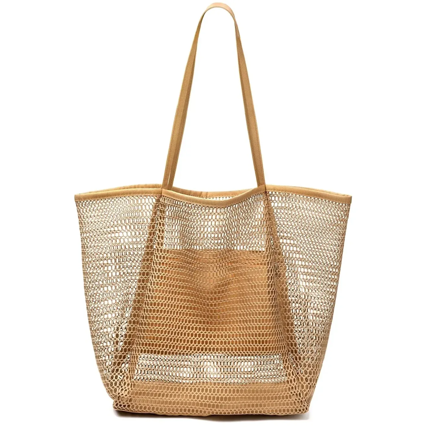 Customized Large Sized Mesh Summer Autumn Open Embroidery Beach Tote