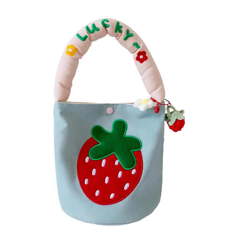 Cute Canvas Tote Bag Strawberry Bag Women Small Shoulder Handbags