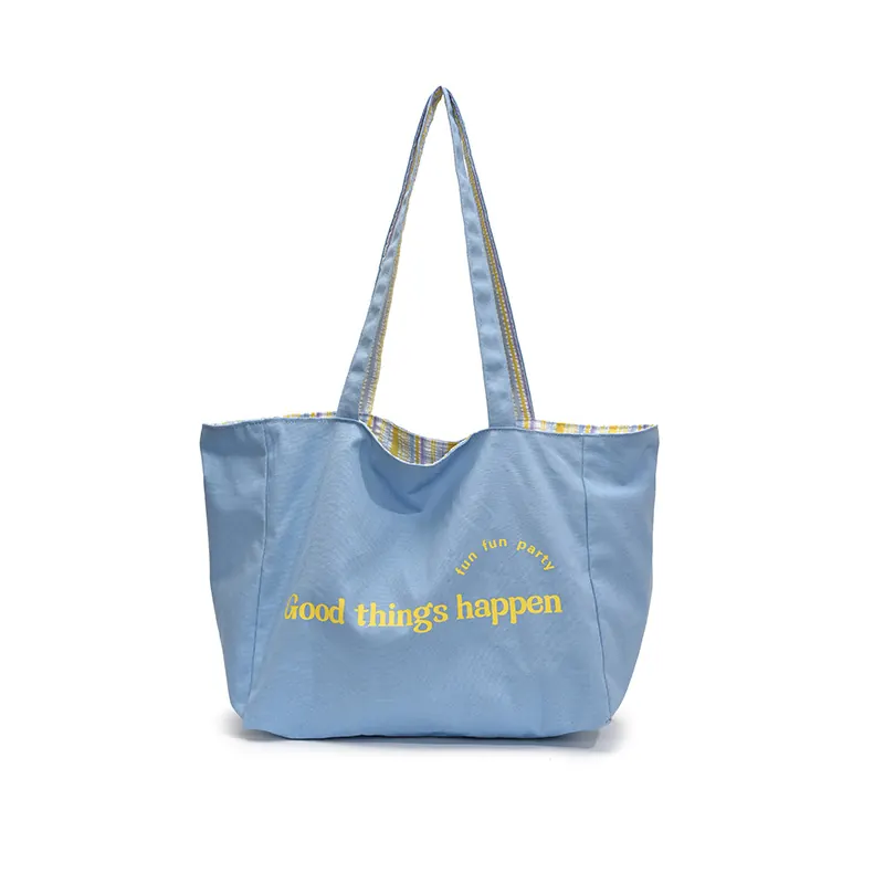 Double Sided Usable Letter Pattern Canvas Bag Korean Style