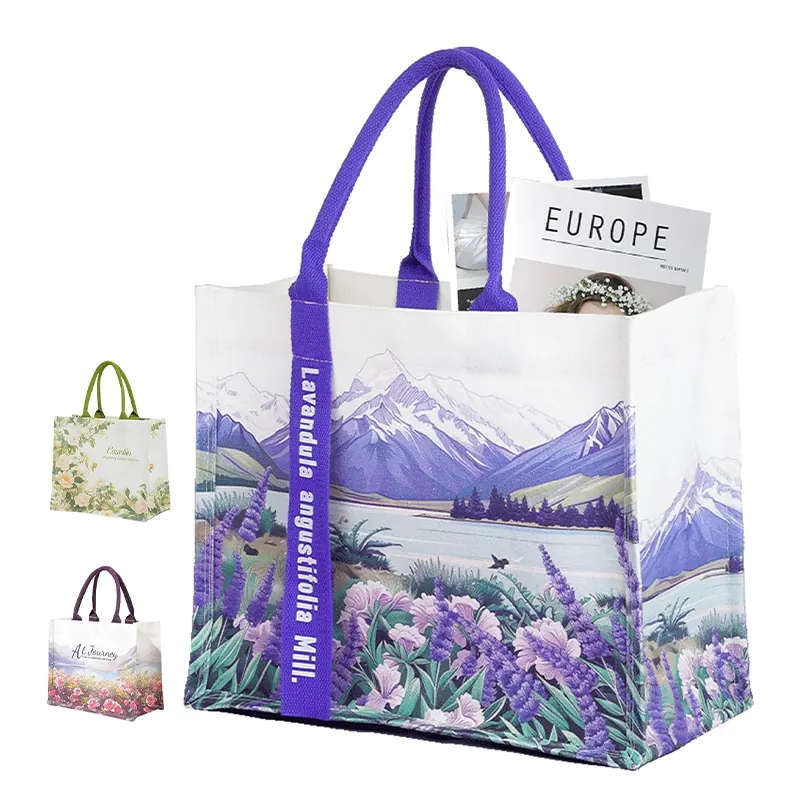 Eco Friendly Geometric Cotton Extra Large Women Tote Bag Waterproof