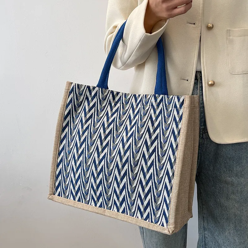 Fashion Large Capacity Jute Shoulder Burlap Shopping Tote Bag