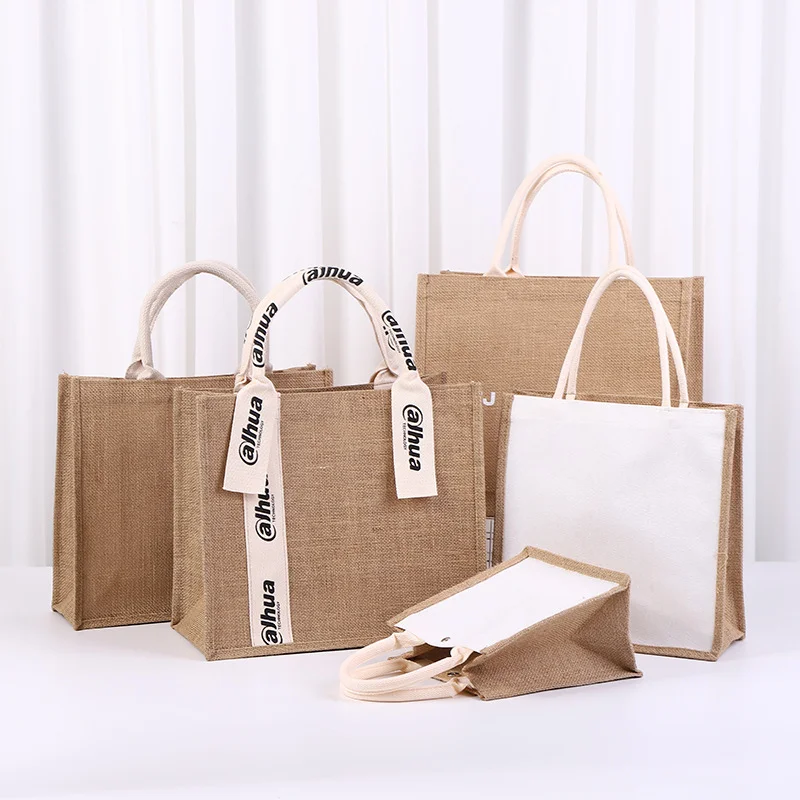 Hand Held Thickened And Reinforced Jute Bag With Bottom Custom