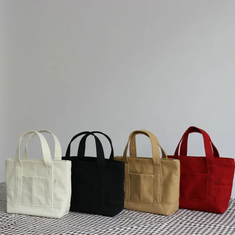 Japanese And Korean Small Canvas Handbags For Ladies Elegant Simple