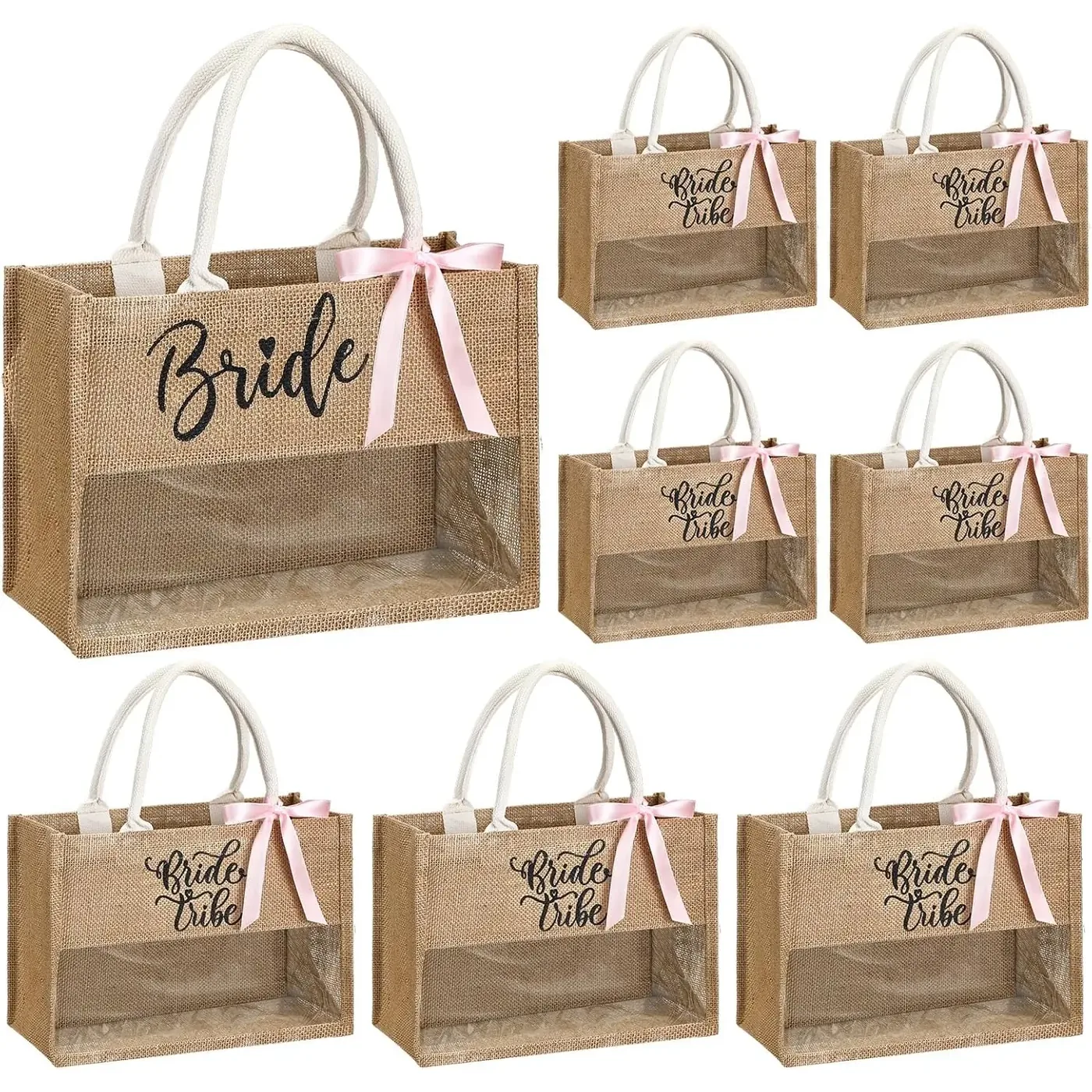Jute Beach Bag Bridal Party Tote Bride Tribe Gifts