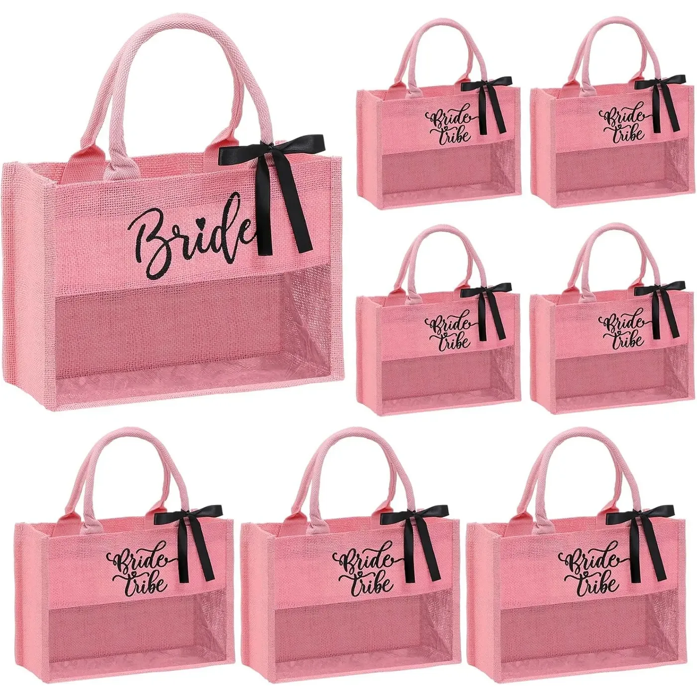 Jute Open Closure Beach Tote Bag For Bridal Party Gifts