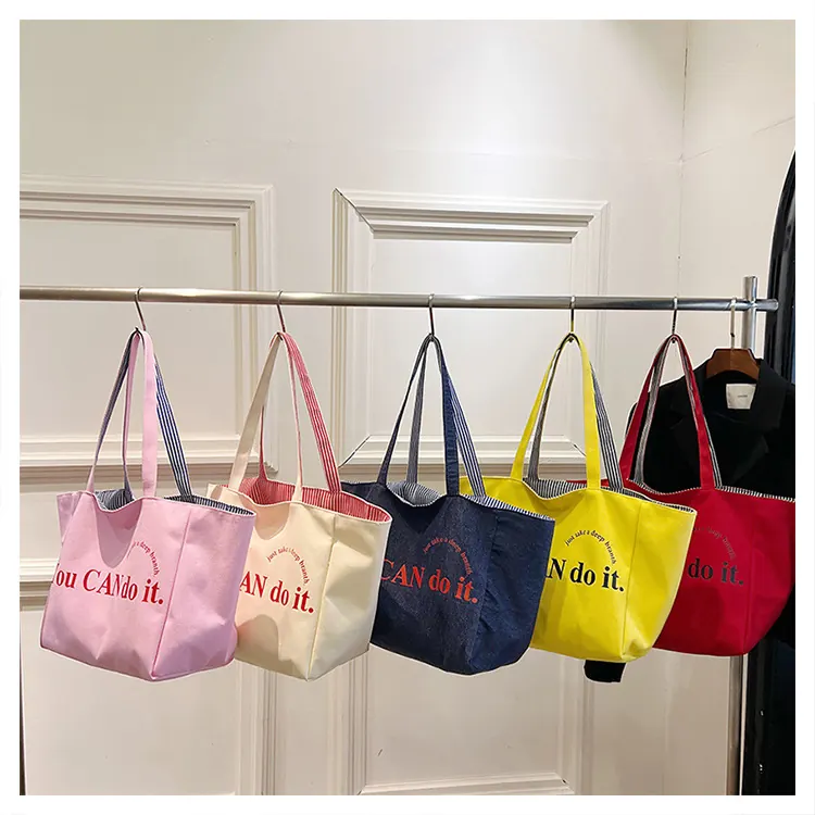 Korean Version Large Capacity Tote Bag New Double Sided Striped