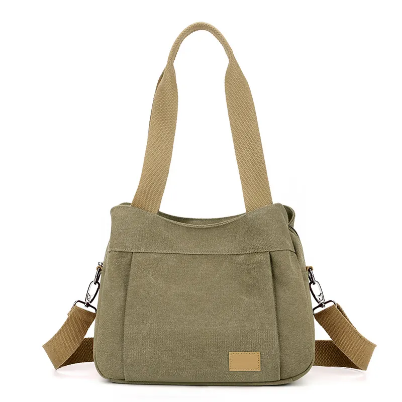 Large Canvas Tote Bag Multi Pocket Large Capacity Multi Functional