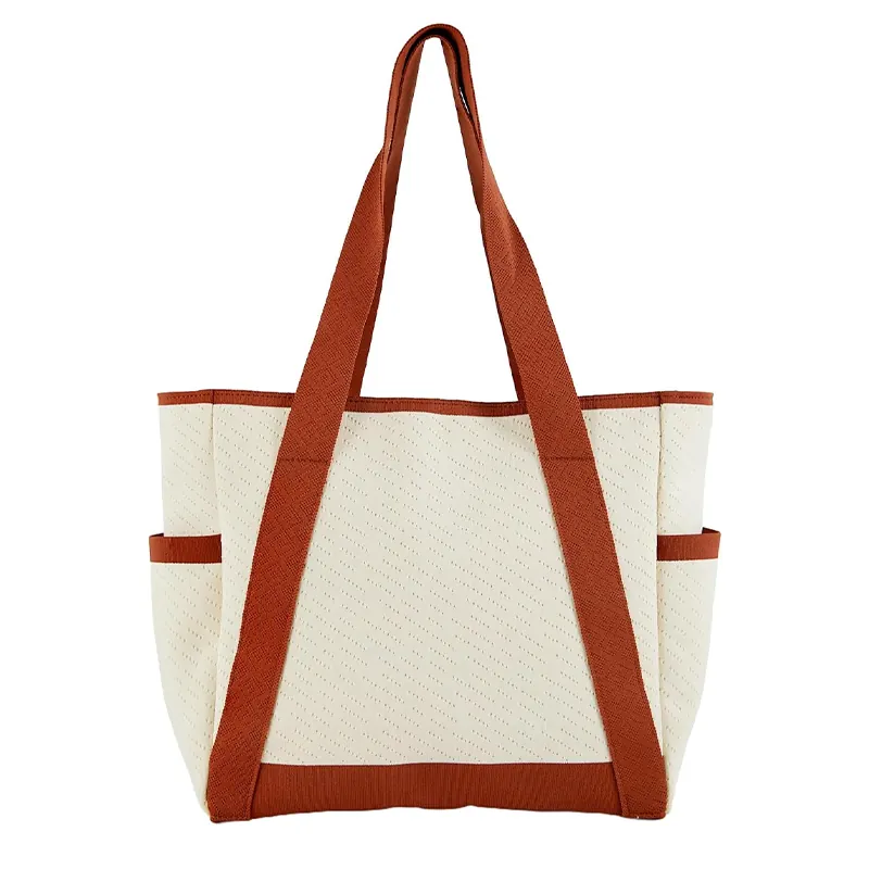 Large Canvas Tote Bag White And Green With Laptop Sleeve