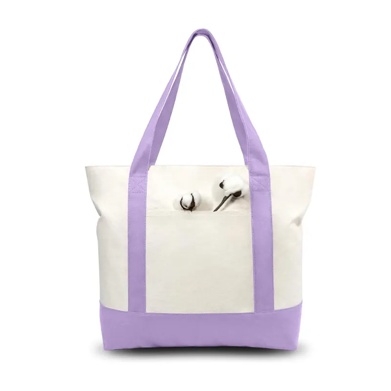 Large Cotton Tote Beach Bags Shoulder Strap Zipper Closure