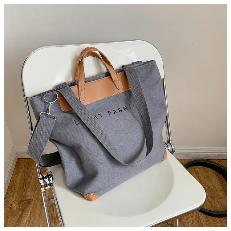 Portable Large Capacity Canvas Bag Korean Fashion Retro Crossbody Tote