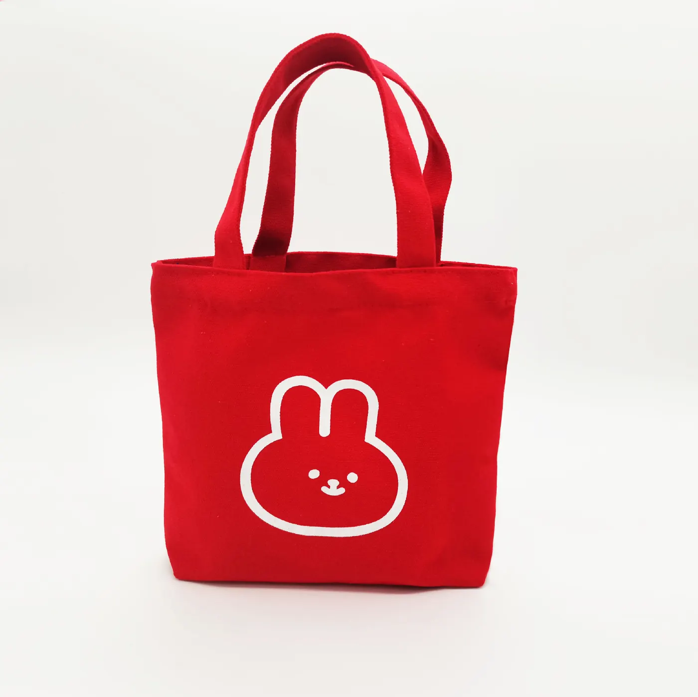 Portable Large Capacity Canvas Handbag With Rabbit Design Foldable Travel