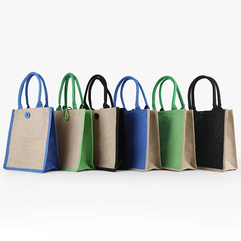 Promotional High Quality Eco Friendly Reusable Jute Bag Blank Black