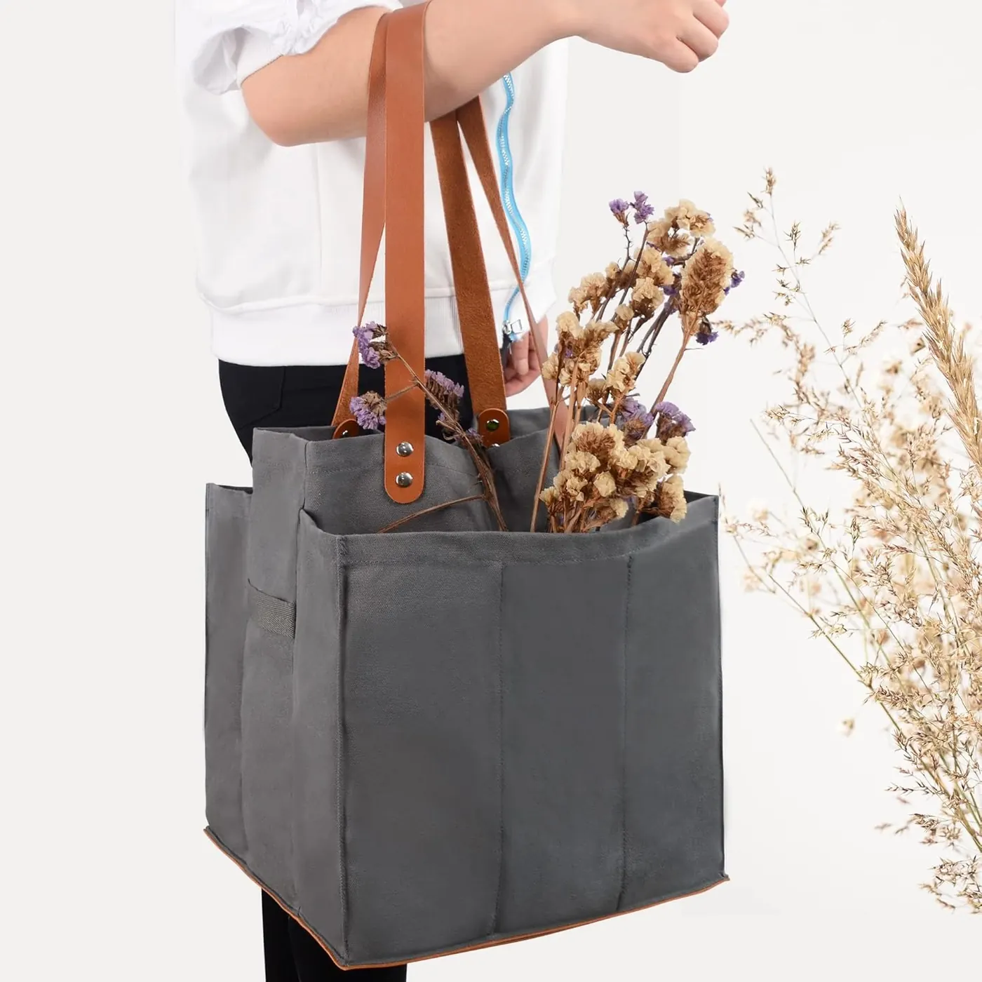 Reusable Eco Friendly Customizable Canvas Tote Bags With Long Handle