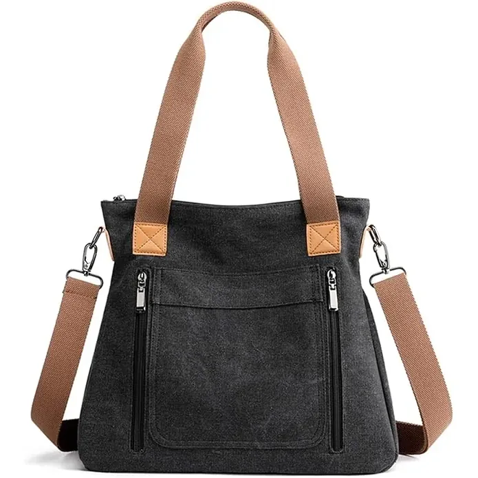 Women Large Capacity Canvas Handbag With Long Handle Custom Pattern