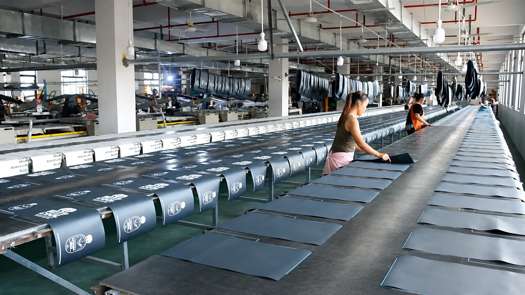 Printing production line for custom bag panels