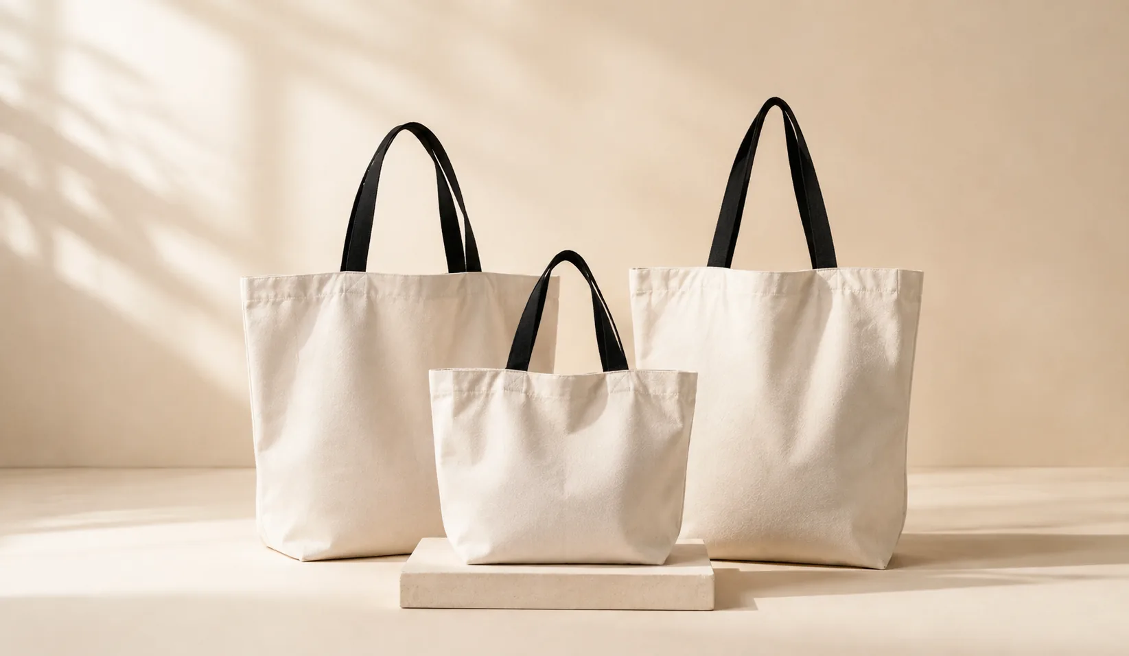 Custom cotton canvas tote bags in three sizes